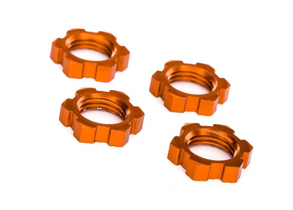 Traxxas Wheel Nuts, Splined, 17mm, Serrated (orange-anodized) (4)