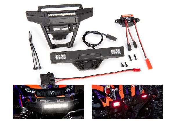 Traxxas Hoss LED light set, complete (includes front and rear bumpers with LED lights, 3-volt accessory power supply, and power tap connector (with cable) (fits