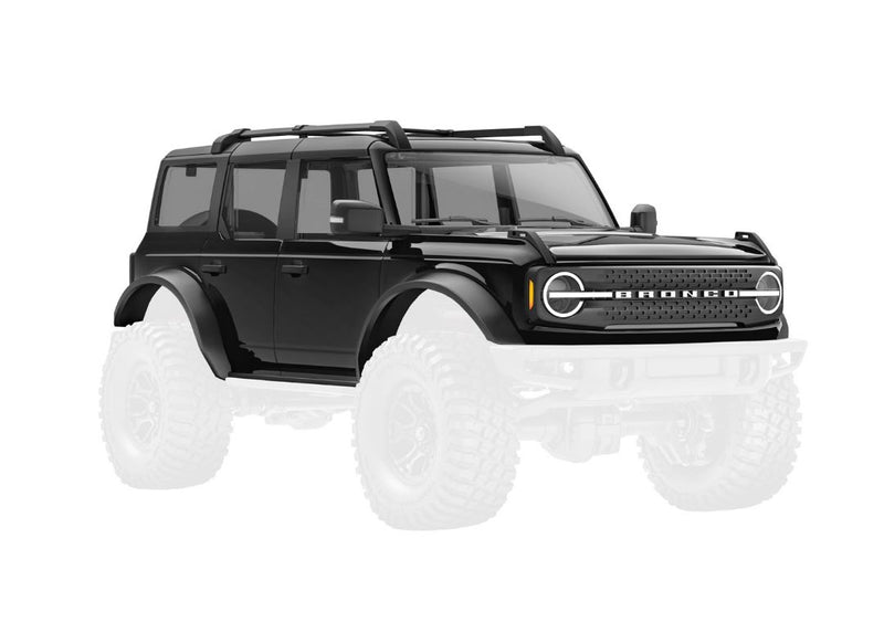 Traxxas Body, Ford Bronco (2021), Complete, Black (Includes Grille, Side Mirrors, Door Handles, Fender Flares, Windshield Wipers, Spare Tire Mount, & Clipless Mounting)