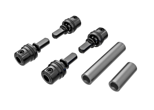 Traxxas Driveshafts, Center, Male (Metal) (4)/ Driveshafts, Center, Female, 6061-T6 Aluminum (Dark Titanium-Anodized) (Front & Rear)/ 1.6X7mm Bcs (With Threadlock) (4)